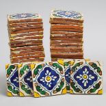 Fifty Italian Pottery Decorative Wall Tiles, 20th century, 4 x 4 in — 10.2 x 10.2 cm (50 Pieces)