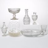 Group of Anglo-Irish and Continental Cut Glass, 19th century, decanter height 91.3 in — 23,2 cm (16