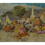 Attributed to Lajos Deák Ébner (1850-1934), NA TRHU (AT THE MARKET), Oil on canvas; signed lower lef