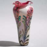 John Lotton (American, b.1964), Iridescent 'Hollyhock' Glass Vase, dated 1990, height 10.2 in — 26 c