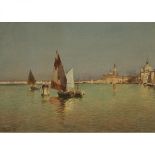Alberto Prosdocimi (1852-1925), FISHING BOATS ON THE GUIDECCA, VENICE, Watercolour; signed "A. Prosd