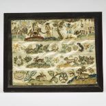 Charles II Stumpwork Sampler, c.1680, 9 x 11.25 in — 22.9 x 28.6 cm