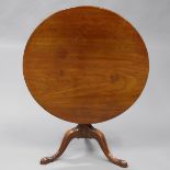 Georgian Mahogany Tilt Top Tea Table, 18th century, height 27 in — 68.6 cm, diameter 34 in — 86.4 cm