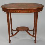 Small Neoclassical Painted Satinwood Oval Occasional Table, c.1900, 28.5 x 30 x 16.5 in — 72.4 x 76.