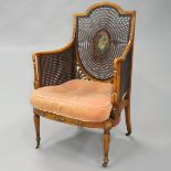 Neoclassical Painted Satinwood Open Armchair, late 19th/early 20th century, 42 x 27 x 22 in — 106.7