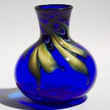 Charles Lotton (American, b.1935), Blue 'Peacock Feather' Glass Vase, dated 1991, height 9.4 in — 24