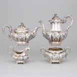 William IV Silver Tea and Coffee Service, Charles Gordon, London, 1830, coffee pot height 8.1 in — 2