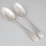 Pair of American Silver Engraved Old English Pattern Table Spoons, Thomas Underhill, New York, N.Y.,