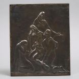 Continental School Patinated Bronze Relief Plaque of the Deposition of Christ, 19th/early 20th centu