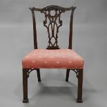 Chinese Chippendale Carved Mahogany Side Chair, early 20th century, 38 x 23 x 19 in — 96.5 x 58.4 x