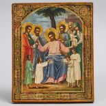 Russian Icon of the Blessing of the Children, 19th century, 10.6 x 8.7 in — 27 x 22 cm