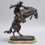 After Frederic Sackrider Remington (American, 1861-1909), BRONCO BUSTER, height 24 in — 61 cm