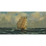 Günter Seekatz (1928 - ), CLIPPER SHIP IN FULL SAIL, Oil on canvas; signed with incised signature lo