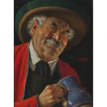 Erwin Eichinger (1892-195), SMILING TYROLIAN WITH TANKARD OF ALE, Oil on masonite; signed centre rig