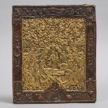 Russian Bronze Relief Icon of The Dormition of the Theotokos, 19th century, 11.4 x 9.5 in — 29 x 24.