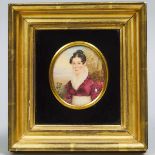 British School Portrait Miniature of Miss Lavinia Barstow, c.1820, 8.5 x 7.9 in — 21.5 x 20 cm