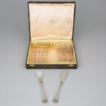 Twelve French Silver Plated ‘Vendome Arcantia’ Pattern Fish Knives and Twelve Forks, Christofle, 20t