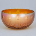 Tiffany 'Favrile' Small Etched Iridescent Glass Bowl, early 20th century, height 2.2 in — 5.5 cm, di