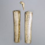 Three Pieces of Erotic Scrimshaw, 19th century, longest length 5.5 in — 14 cm (3 Pieces)