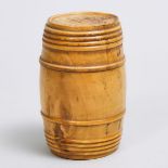 Turned Treen Barrel Form Tobacco Canister, late 19th century