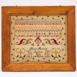 Large Alphabet and Pictorial Sampler, Mary Metcalf, 1856, 27.75 x 32.3 in — 70.5 x 82 cm