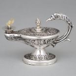 Edwardian Silver 'Aladdin's Lamp' Table Cigar Lighter, Joseph Braham, London, 1905, height 3.7 in —