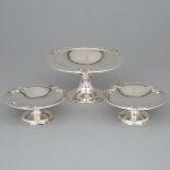 Set of Three Canadian Silver Pedestal-Footed Comports, Poul Petersen, Montreal, Que., mid-20th centu