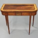 Regency Satinwood Crossbanded Rosewood Gate-Leg Games Table, early 19th century, 29.5 x 36 x 18.5 in