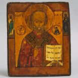 Russian Icon of St. Nicholas the Miracle Worker, 18th century, 11.7 x 9.8 in — 29.6 x 25 cm