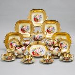 Aynsley 'Cabbage Rose' Tea Service, J.A. Bailey, 20th century, largest width 10.3 in — 26.2 cm (45 P