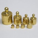 Set of Eight Turned Brass Graduated Weights, 19th century, tallest height 2.5 in — 6.4 cm (8 Pieces)