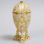 Grainger Worcester Reticulated and Enameled Covered Vase, c.1891-1902, height 8.1 in — 20.5 cm