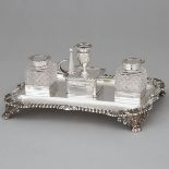 George IV Silver Inkstand, John & Thomas Settle, Sheffield, 1827, length 9.4 in — 24 cm