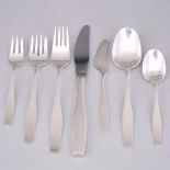 Danish Silver ‘Charlotte’ Pattern Flatware Service, Hans Hansen, Copenhagen, mid-20th century (83 Pi