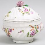 Vienna Polychrome Floral Decorated Tureen, late 18th century, height 9.6 in — 24.5 cm, diameter 9.4