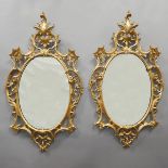 Pair of Rococo Giltwood Mirrors, 18th/19th century, 41 x 23 in — 104.1 x 58.4 cm