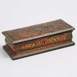 Small French Boulle Work Dresser Box, c.1860, 2.4 x 7.9 x 3.3 in — 6 x 20 x 8.5 cm