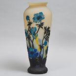 Large Muller Frères Cameo Glass Poppies Vase, early 20th century, height 20.4 in — 51.8 cm