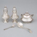 Small Group of Mainly English and North American Silver, late 19th/20th century, caster height 3.6 i