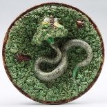 Mafra Majolica Palissy-Style Circular Wall Plaque, late 19th century, diameter 11.8 in — 30 cm