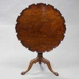 Georgian Carved Mahogany Pie Crust Tilt Top Tea Table, 18th century, height 26 in — 66 cm, diameter