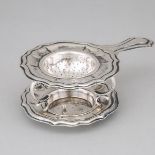 Italian Silver Tea Strainer and Stand, Missaglia, Venice, 20th century, length 6.4 in — 16.2 cm (2 P