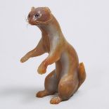 Russian Fabergé Style Carved Agate Model of a Mink, 20th century, height 4.76 in — 12.1 cm