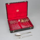 Twelve Dutch Silver Hanoverian Pattern Dessert Spoons and Twelve Forks, Utrecht, c.1925-29 (24 Piece