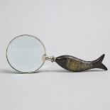 Horn Mounted Magnifying Glass, 20th century, length 10.3 in — 26.2 cm
