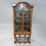 William and Mary Style Glazed Walnut Vitrine Cabinet on Stand, early 18th century and later, 85 x 36