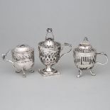 Three Italian Silver Pierced Bougie Boxes, G. Petochi and others, 19th/20th century, largest height