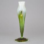 Tiffany Iridescent Green Glass Footed Vase, c.1915, height 11.9 in — 30.2 cm