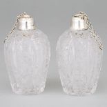 Pair of Late Victorian Silver Mounted Cut Glass Perfume Bottles, Henry Matthews, Birmingham, 1900, h