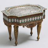 French Silvered, Gilt and Enamelled Bronze Jewellery Casket, early 20th century, 5.1 x 6.4 in — 13 x